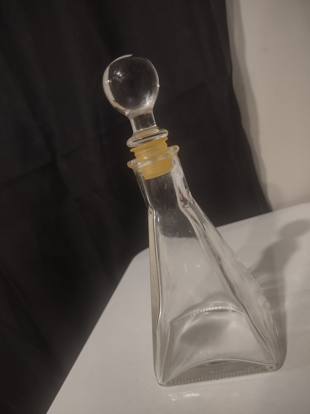 Clear Glass Decanter with Yellow Accent Stopper - Home Art